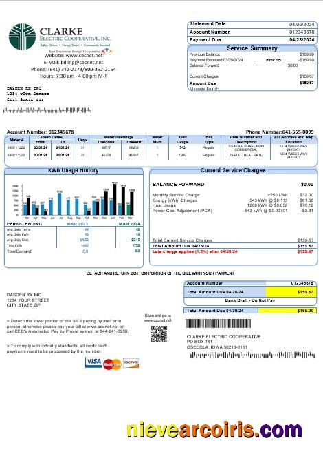 USA Iowa Clarke Electric Cooperative, Inc business utility bill